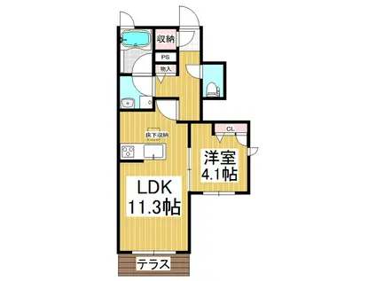 ウェルメイド壱番館 C(1LDK/1階)の間取り写真