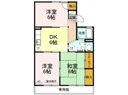 雨あがりの虹A棟(3DK/1階)の間取り写真