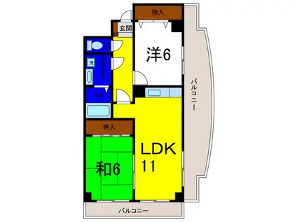 クレール北島(2LDK/6階)の間取り写真