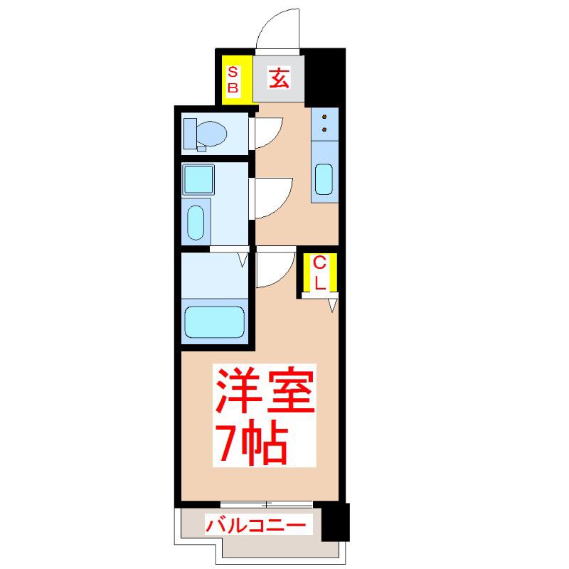 S-RESIDENCE加治屋町ACHIEVE(1K/7階)の間取り写真