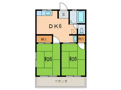 シティハイム高橋9軒家(2DK/2階)の間取り写真