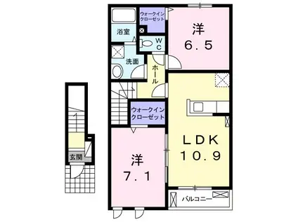 イースト・ウィステリア(2LDK/2階)の間取り写真