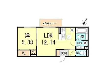 BOWLZ KOBE兵庫町(1LDK/3階)の間取り写真