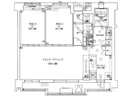 パークハウス警固フォレスト(2LDK/2階)の間取り写真