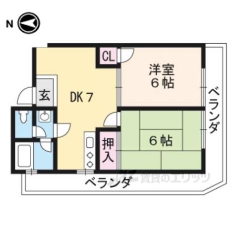 中野ビル(2LDK/6階)の間取り写真