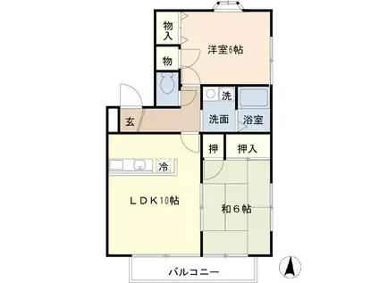 ネオ・ウィステリアA(2LDK/1階)の間取り写真