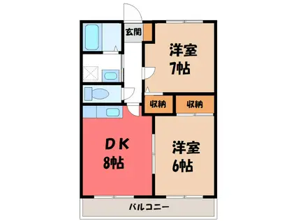 メゾン サンライズ B(2DK/1階)の間取り写真