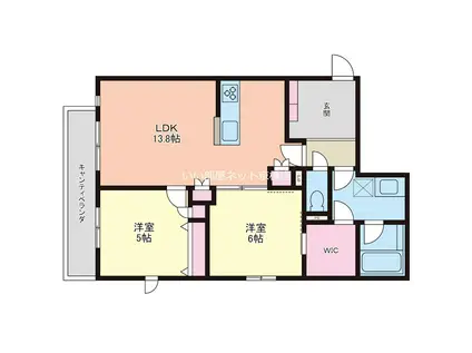 ウィズ ワンレジデンス大今里(2LDK/3階)の間取り写真