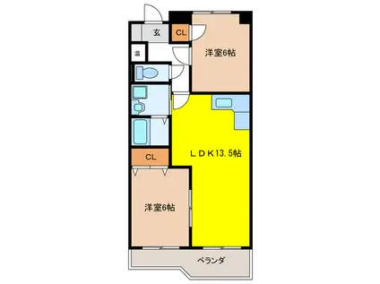 ハイツ吹上(2LDK/4階)の間取り写真