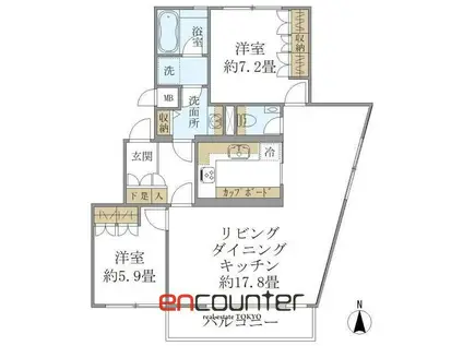 クァドリフォリオ(2LDK/2階)の間取り写真