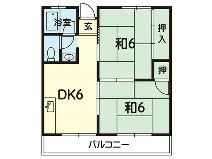 八王寺グリーンハイツ(2DK/2階)の間取り写真