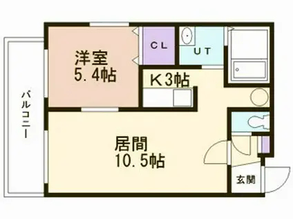 プレジャー室蘭駅前II(1LDK/1階)の間取り写真