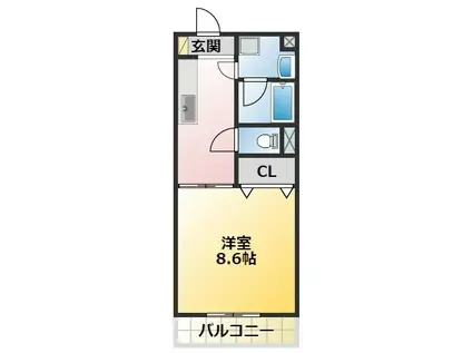 VIOLA(1DK/2階)の間取り写真