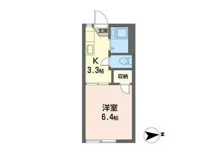 JR仙山線 東北福祉大前駅 徒歩19分 2階建 築37年(1K/1階)の間取り写真