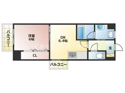 コンフォートスクエアー安部山(1DK/3階)の間取り写真