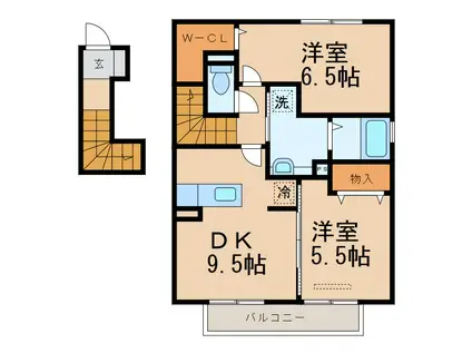 イソラ フェリジェII(2DK/2階)の間取り写真