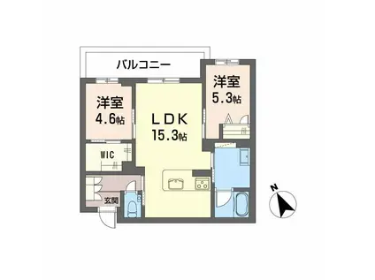 WITHPLUS天保山公園(2LDK/3階)の間取り写真