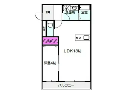 ボヌール蒲生(1LDK/1階)の間取り写真