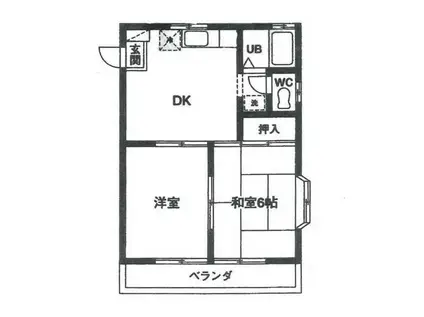 ライトハウスB棟(2DK/2階)の間取り写真
