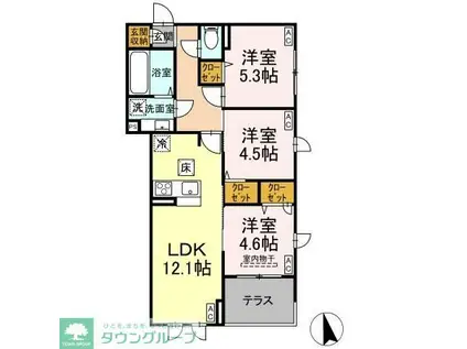 D-ROOM田町B(3LDK/2階)の間取り写真
