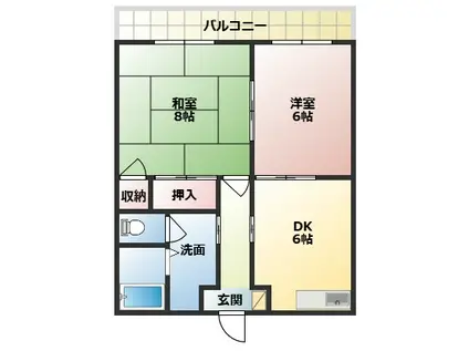 サンルピナス石井(2DK/1階)の間取り写真