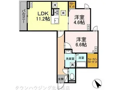 グラナーデ扇II(2LDK/2階)の間取り写真