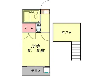 東大宮エステ-ト(1K/1階)の間取り写真