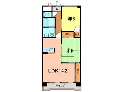 SOLE善明(2LDK/5階)の間取り写真