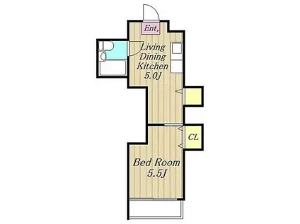 BCASA相模原矢部RE-BORN(1DK/4階)の間取り写真