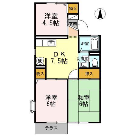 ハイツひまわり(3DK/1階)の間取り写真