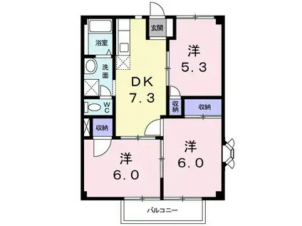 高台ビューハイツ(3DK/1階)の間取り写真