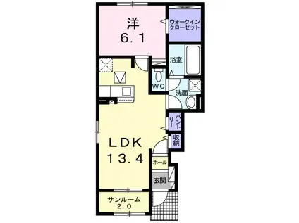 キャッスル・III(1LDK/1階)の間取り写真