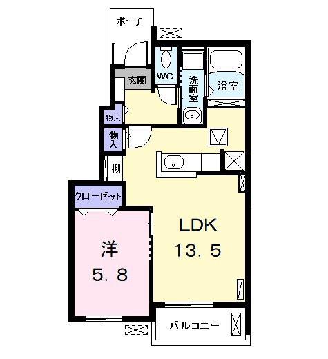 サン ハピネス(1LDK/1階)の間取り写真