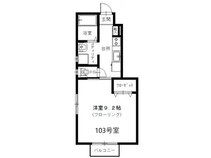 マッカートニー(1K/1階)の間取り写真