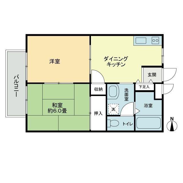フォブール木内(2DK/1階)の間取り写真