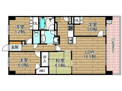 ローレルスクエア長岡京ザ・マークス(4LDK/6階)の間取り写真