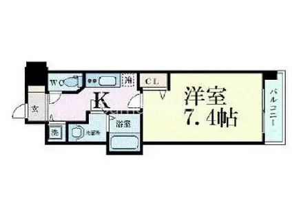 プレサンス谷町キャトル(1K/13階)の間取り写真