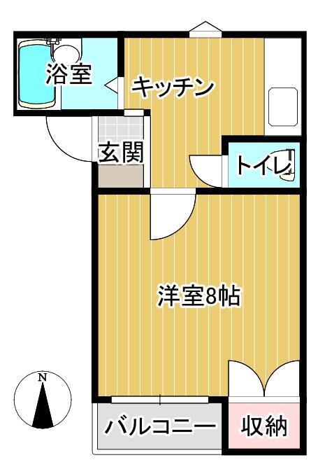 ユキトモハウス(1K/1階)の間取り写真