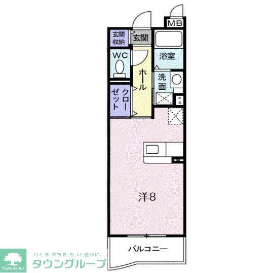W・フォンターナ(ワンルーム/2階)の間取り写真