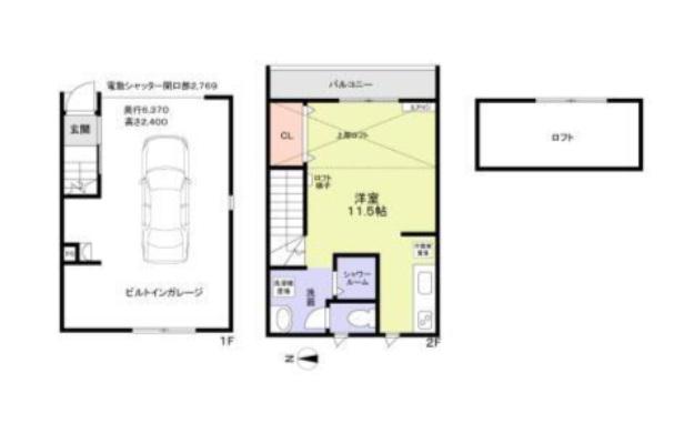 ガレージハウス DBASE(ワンルーム/1階)の間取り写真