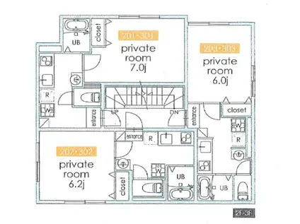 VILLE野方(1K/2階)の間取り写真