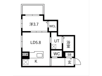 MAISON RIEL 東区役所前(1LDK/1階)の間取り写真
