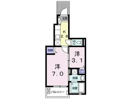 クオーレ(1SK/1階)の間取り写真