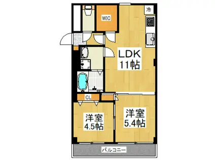 永井マンションB(2LDK/2階)の間取り写真