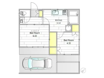 多摩ハイツB棟(2K/1階)の間取り写真