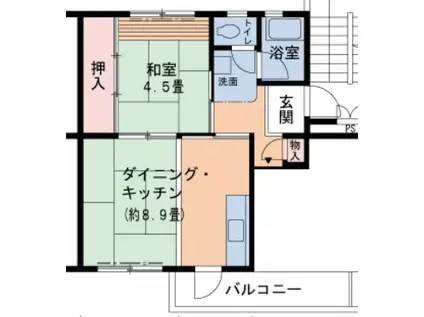 UR泉南一丘(2DK/2階)の間取り写真