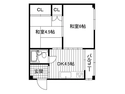 マック北巽(2DK/4階)の間取り写真
