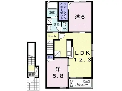 ピッグハウスI(2LDK/2階)の間取り写真