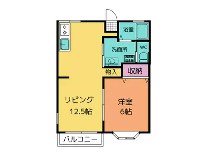 ベルカーサE(1LDK/2階)の間取り写真