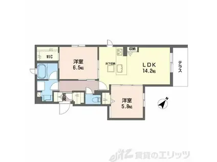 ことぶき(2LDK/1階)の間取り写真